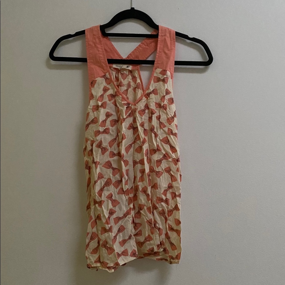 Vintage Style Bow Pattern Coral Tank Top